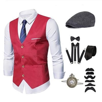 Anni 1920 Abiti Costume da festa Mascherata Costumi a tema film / TV Costume Per uomo Feste Festa Sera Addio al Nubilato Adulti Cappello Cravatta Bretelle