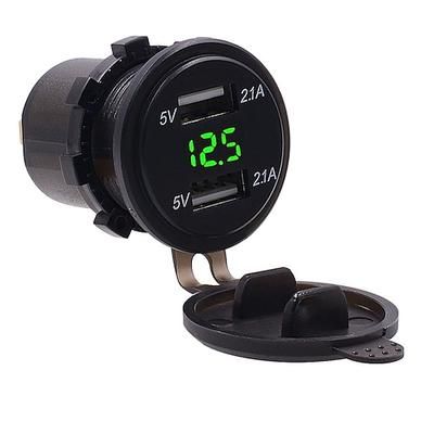 Adattatore a presa USB doppia per caricabatterie auto - Impermeabile caricatore rapido 5V 4.2A per telefoni cellulari con voltmetro e fusibile da 10A per auto 12-24V barca moto
