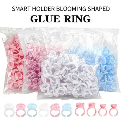 Winky Beauty 100pcs/Set Eyelash Extension Glue Rings Glue Holder Tool Kit Set Professional Makeup Disposable Adhesive Eyelash