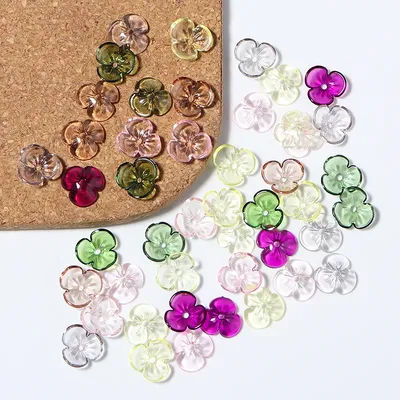 20pcs Resin Petal Beads Caps Cherry Blossoms Petal Loose Spacer Bead for DIY Earrings Necklaces Hair Jewelry Making Components