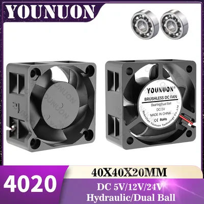 YOUNUON 40mm 24V 12V 5V 4020 Cooling Fan Computer Case Cooling Fan 2PIN/3PIN 4cm 40x40x20mm 1.57inch 3D Printer Fan