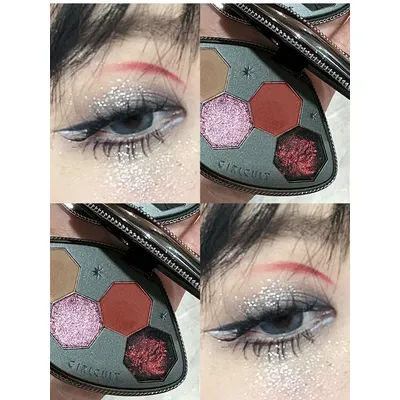 Girlcult 4 Color Eyeshadow Palette High Pigment Shimmer Matte Chameleon Glitter Gothic Black Red Fine Flash Lasting Eye Shadow
