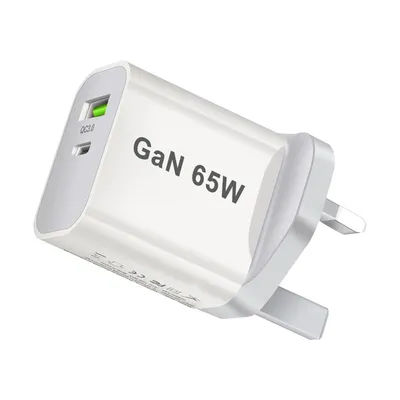 UK/AU/EU/US USB C Charger 65W PD 3.0 GaN Charger Type C Power Adapter With 2-Port Fast Wall Charger