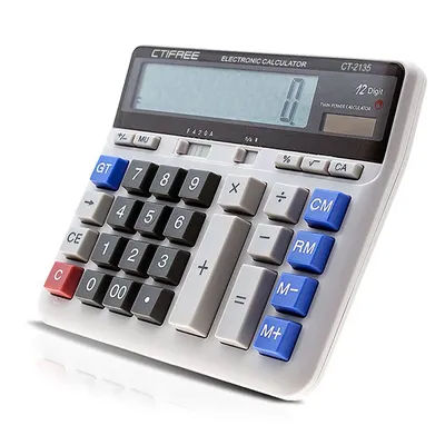 Computer Electronic Calculator Counter Solar & Battery Power 12 Digit Display Big Button Calculators