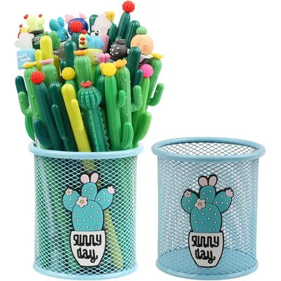 24 Pcs Cute Cactus Kawaii Gel Pen Cool Plant Set Creative Funny Girl Kids Women Desk Decor Stationery School Office Supply