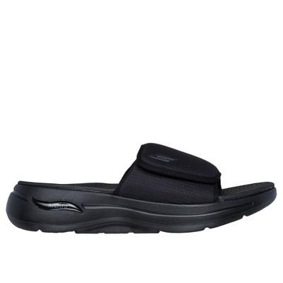 Skechers Men's GO WALK Arch Fit Sandal - Manta Ray Bay Sandals | Size 10.0 | Black | Textile/Synthetic | Vegan | Machine Washable