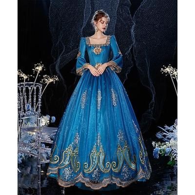 Gotico Vittoriano Ispirato al vintage Vestito Costume da festa Abito da Ballo Principessa Shakespeare Tinta unica Abito da ballo Costume Per donna Reale Halloween Carnevale San Valentino Festa serale