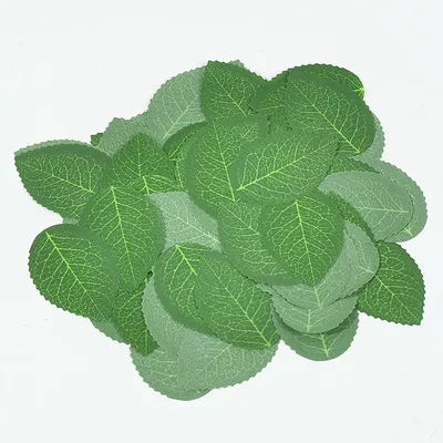 100 pièces/lot pas cher de haute qualité vert artificiel en plastique feuille de soie fleurs fausses feuilles pour Bouquet guirlande décoration de mariage