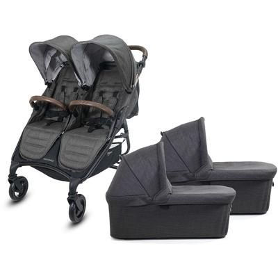 Valco Trend Duo Twin Side by Side Double Stroller + Bassinet 2025 Charcoal / Charcoal