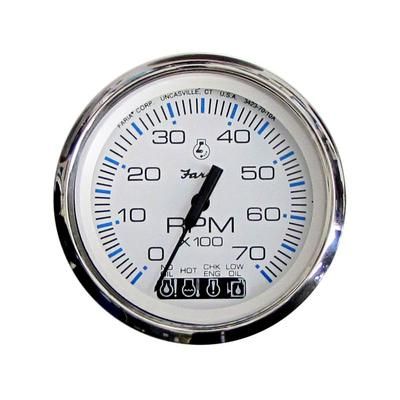 Faria Beede Instruments Chesapeake White SS 4" Tachometer w/Systemcheck Indicator - 7000 RPM Gas - Johnson/Evinrude Outboard 33850