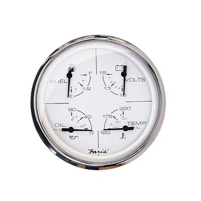 Faria Beede Instruments 5" Multifunction Gauge Chesapeake White w/Stainless Steel - Fuel Oil Water & Voltmeter 33864