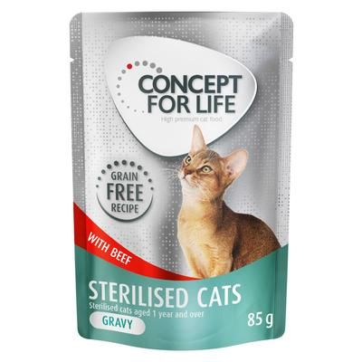 48x85g Sterilised Beef Grain-Free in Gravy Concept for Life Wet Cat Food