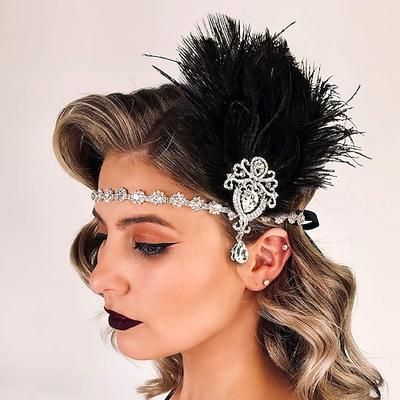 Anni 1920 Fascia Flapper Invitato al matrimonio Piuma Costume Per donna Feste Halloween Ricevimento di nozze Adulti Altri Accessori Fascia