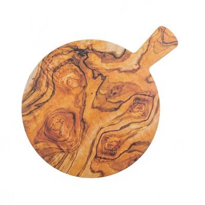 Tablecraft 11184 12" Round Serving Paddle - Melamine, Olive Wood, Brown