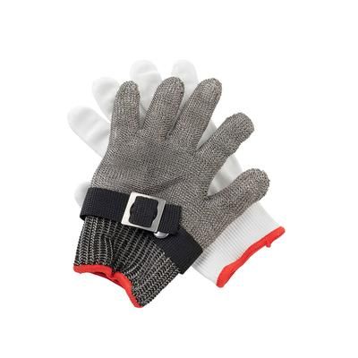 Tablecraft 11736 Extra Small Cut Resistant Glove - Stainless Steel, Gray w/ Red Wrist Band