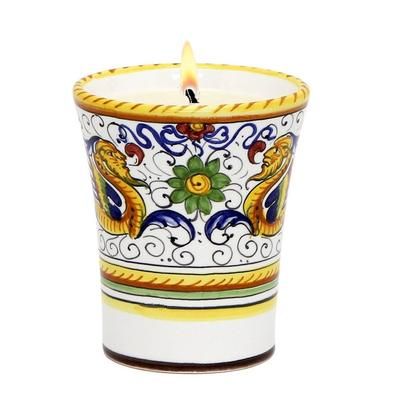 Artistica - Deruta of Italy Deruta Candles: Deluxe Precious Flared Candle Raffaellesco Deluxe Design - CAPRI GARDENIA