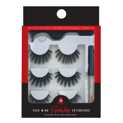 PURSONIC Faux Mink Style False Eyelashes Extensions - TRIPLE PACK