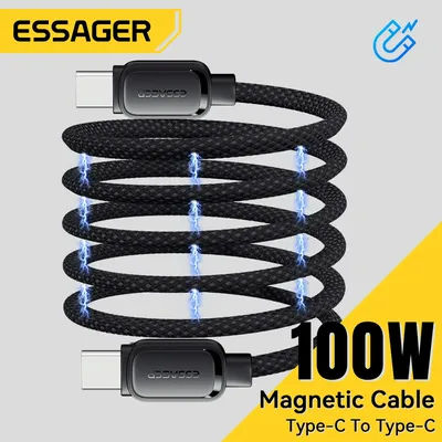 Essager PD 100W 60W Magnetic Suction Anti Winding Type C C to C Cable Fast Charge Cord Wire For