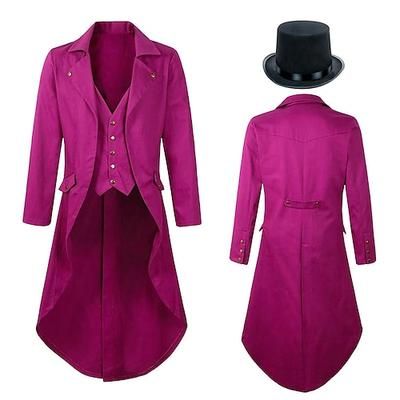 Cappotto medievale retro vintage del XVIII secolo giacca a tuxedo vampiro cavaliere costume eleglante costume dell'elfo Ebenezer Scrooge fantasia steampunk festa/sera cappotto per adulti cappello