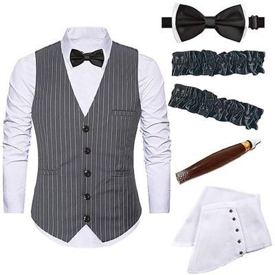 Anni Ruggenti Anni 1920 Retrò Vintage Abiti Gilet Il grande Gatsby Gentiluomo Costume Per uomo Halloween Carnevale Capodanno Carnevale Festa / Sera Mascherata Adulti Cravatta Gilet Altri Accessori