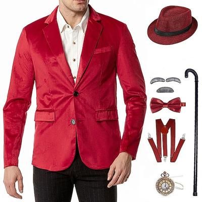 Anni Ruggenti Anni 1920 Retrò Vintage Abiti Completi Blazer Cappello Panama Normale Gentiluomo Gangster Costume Per uomo Natale Halloween Mascherata Balli di fine anno Club Addio al Nubilato Adulti