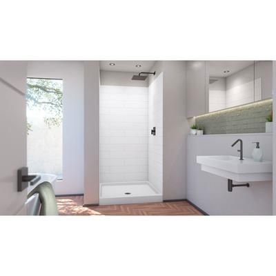 Dreamline DreamLine DreamStone 42 inch D x 42 inch W Center Drain Shower Base and Modern Subway Wall Kit in White BWDS42421MC0001