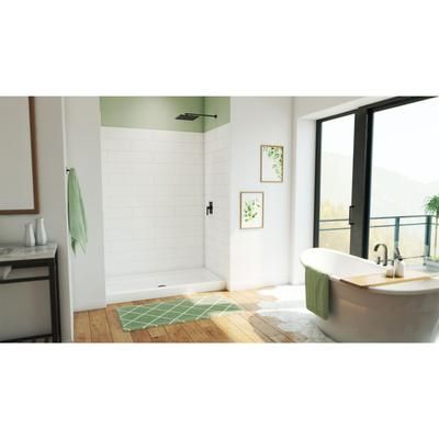 Dreamline DreamLine DreamStone 32 inch D x 60 inch W Center Drain Shower Base and Modern Subway Wall Kit in White BWDS60321MC0001