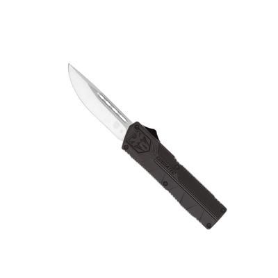CobraTec Knives Lightweight OTF Automatic Folding Knives 3.25in D2 Steel Drop Non-Serrated Black Handle BCTLWDNS