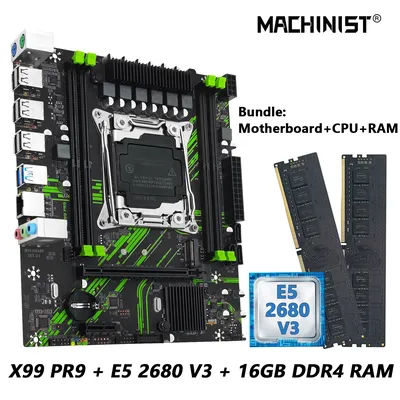 MACHINIST PR9 X99 Motherboard Combo Intel Xeon E5 2680 V3 CPU + DDR4 8GBx2 2133MHz Dual-Channel RAM optional Computer kit Set