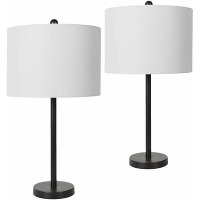 Slavyanovo 25"H x 13"W x 13"D Black/White/Metallic - Brass/Translucent Table Lamp - Boutique Rugs