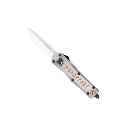 CobraTec Knives FS-3 Medium OTF Automatic Folding Knives 3in D2 Steel Drop Non-Serrated Blade Cerakote/Molon Labe Handle MMLFS-3DNS