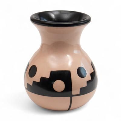 Modern North,'Handmade Ceramic Decorative Vase in Black and Ivory Hues'