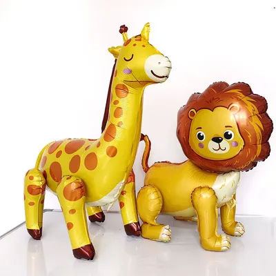 4D debout Lion girafe ballon Jungle animaux ballons bébé douche Globos enfant Jungle Safari fête d'anniversaire décors fournitures