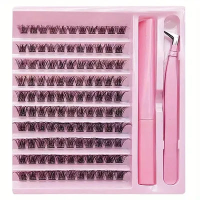DIY Lash Extension Kit Lash Clusters Individual Lashes Kit Cluster Lashes Wispy D Curling False Eyelash Clusters With Tweezers
