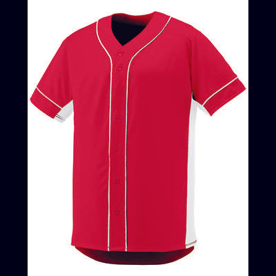 Augusta Sportswear 1660 Athletic Slugger Jersey T-Shirt in Red/White size Medium | Polyester