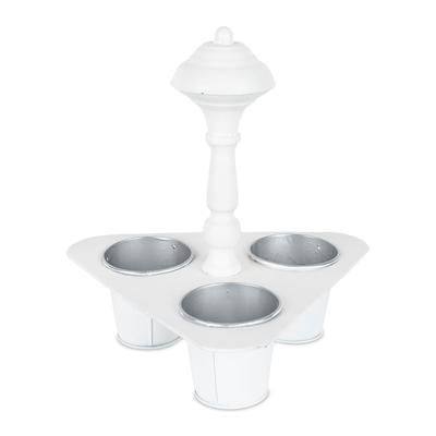 Metal Triple Pot Holder With Tin Planters 11"H by Melrose in White