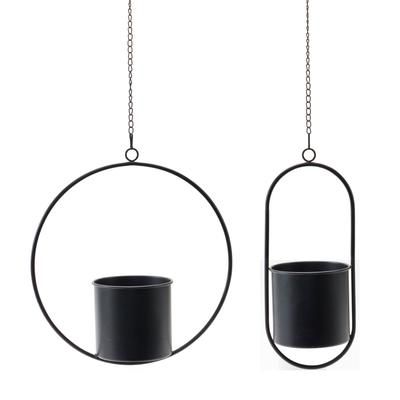 Modern Hanging Planter With Frame (Set Of 2) by Melrose in Black