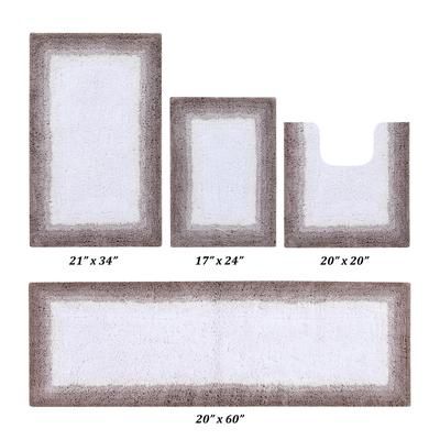 Torrent Border Bath Rug Mat, 4 Pc Set, (17" X 24" | 20" X 20" | 21" X 32" | 20" X 60") by Better Trends in Beige