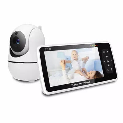 Moniteur vidéo pour bébé avec caméra et audio, 5 ", n'aime 4X, batterie 22 heures, plage 1000 pieds, capteur de température bidirectionnel, berceuse, nouveau