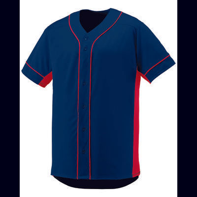 Augusta Sportswear 1661 Athletic Youth Slugger Jersey T-Shirt in Navy Blue/Red size Large | Polyester