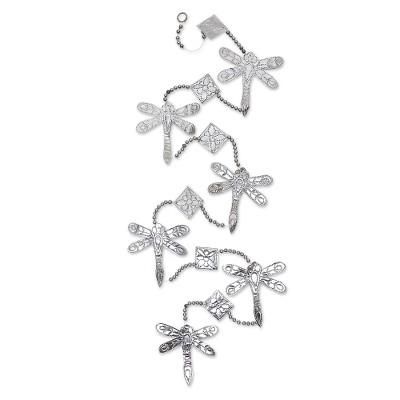 'Aluminum Dragonfly-Themed Holiday Garland (Set of 4)'