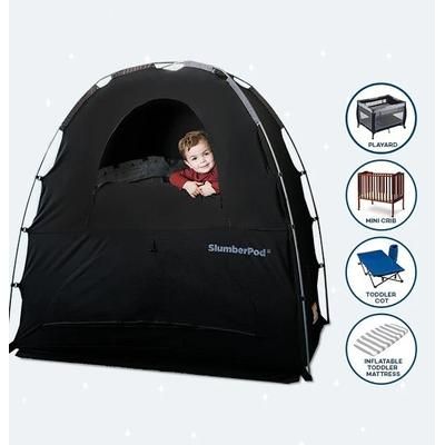 SlumberPod Privacy Canopy with Fan + SlumberTot Inflatable Toddler Bed Bundle - Black / Gray