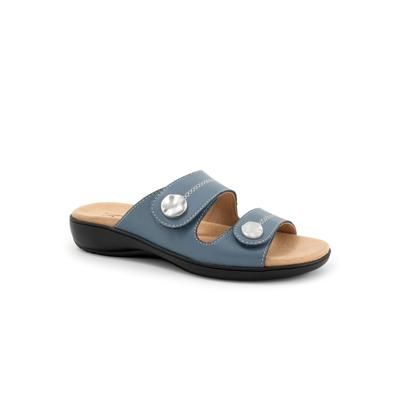 Extra Wide Width Women's Ruthie Stitch Slip On Sandal by Trotters in Dusty Blue (Size 9 1/2 WW)