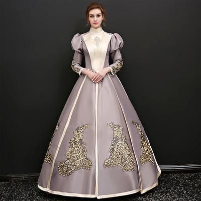 Gotico Vittoriano Ispirato al vintage Vestito Costume da festa Abito da Ballo Principessa Shakespeare Tinta unica Abito da ballo Costume Per donna Reale Halloween Carnevale San Valentino Festa serale