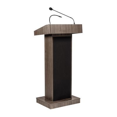 National Public Seating 800X-RW Floor Lectern w/ 1 Shelf - 22" x 17" x 46", Laminate, Ribbonwood, Gray