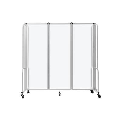 National Public Seating RDG6-3FA 72"L Portable Room Divider w/ 3 Frosted Acrylic Panels & Gray Frame - 6'H, Clear