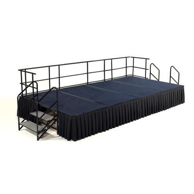 National Public Seating SG482404C-04-SB10 Stage w/ Carpeted Deck & Black Steel Frame - 8 ft x 16 ft x 24"H, Blue