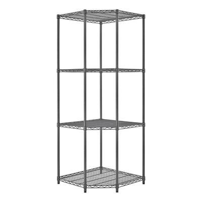 Trinity PRO Black 4-Tier Steel Wire Garage Storage Corner Shelving Unit