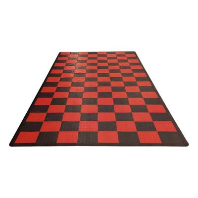 Speedway Tile Single Car Garage Floor Tile Mat / Pad (Black / Red)