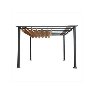 Paragon Outdoor 11 x 11 ft. Florence Soft Top Aluminum Pergola (Grey Frame / Cocoa Canopy)